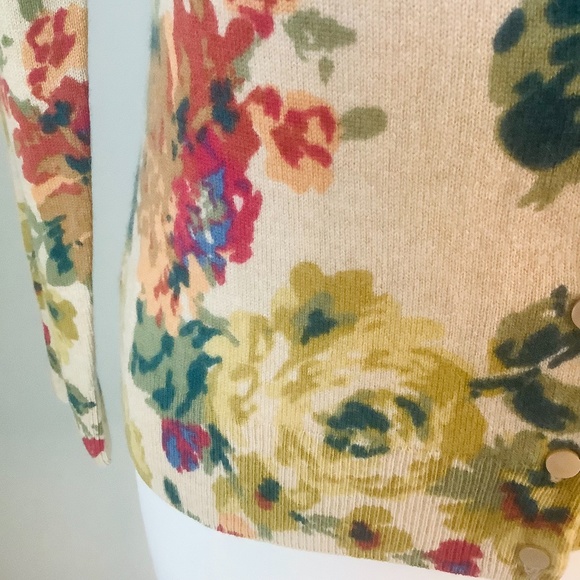 NEW Talbots 100% Cashmere Floral Button Down Cardigan S - Picture 6 of 10